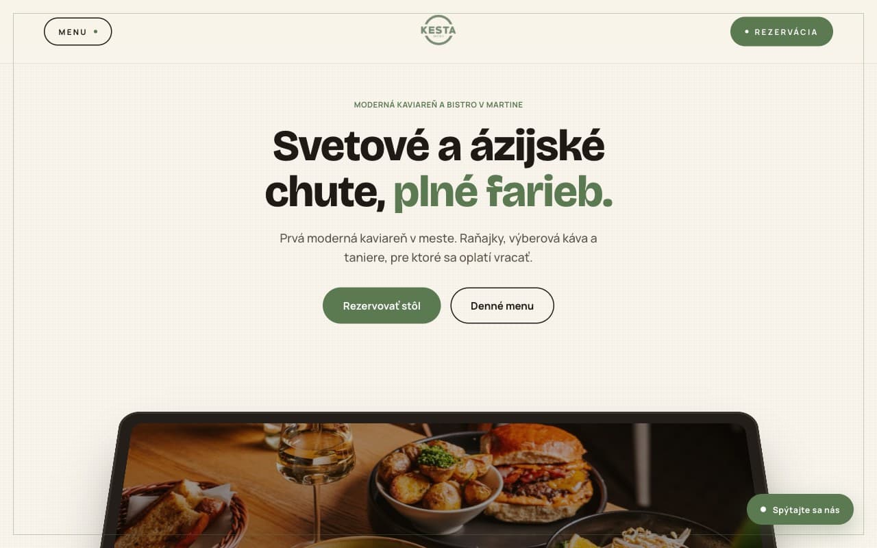 Náhľad webu KESTA Bistro